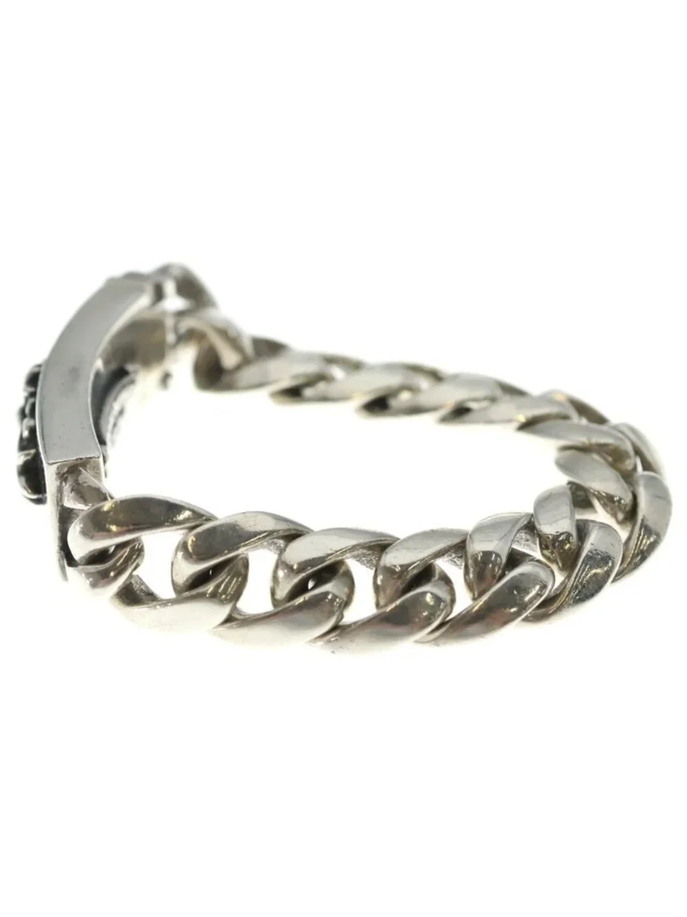 Chrome Hearts ID Floral Crs Cross ID Classic Link Bracelet Silver